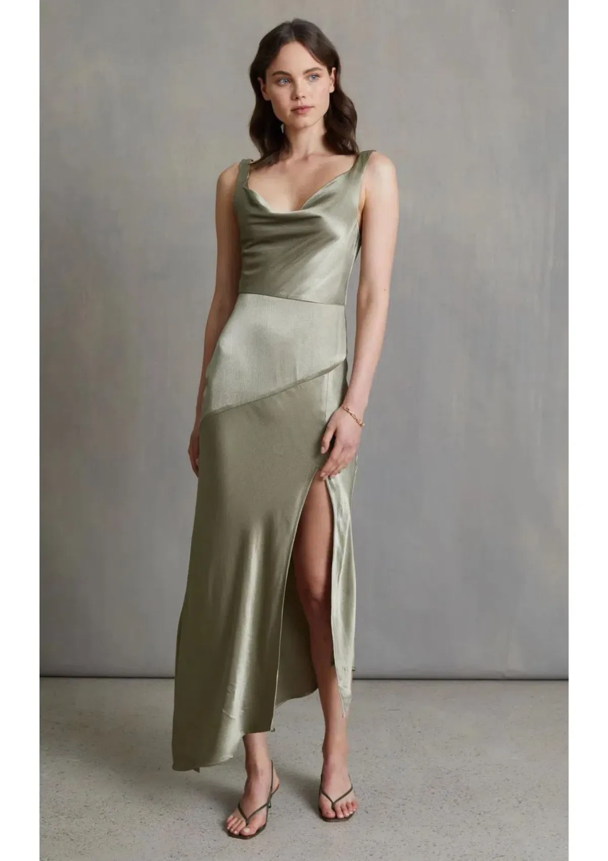 Bec & Bridge Moon Dance Cowl Bias Dress  Sage Size 16  - Image 1