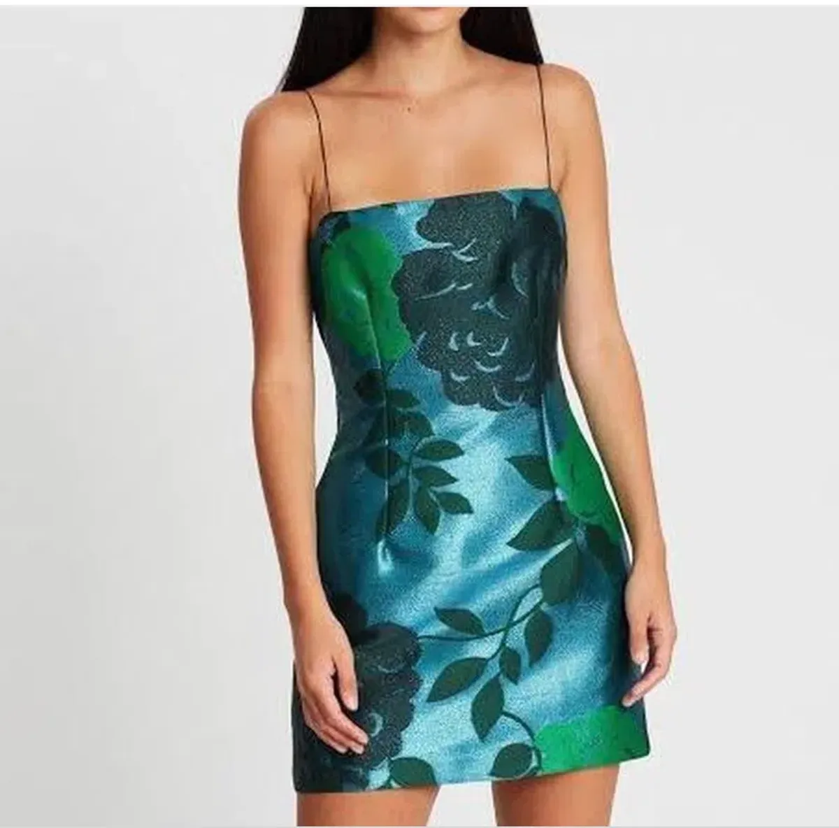 Bec & Bridge Lurex Sparkle Soiree Mini Dress Green Size 12 - Image 2