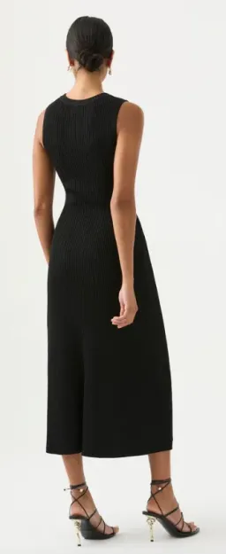 Aje Crescent Knit Midi Dress Black Size 12 / L for rent on The Volte - image 3