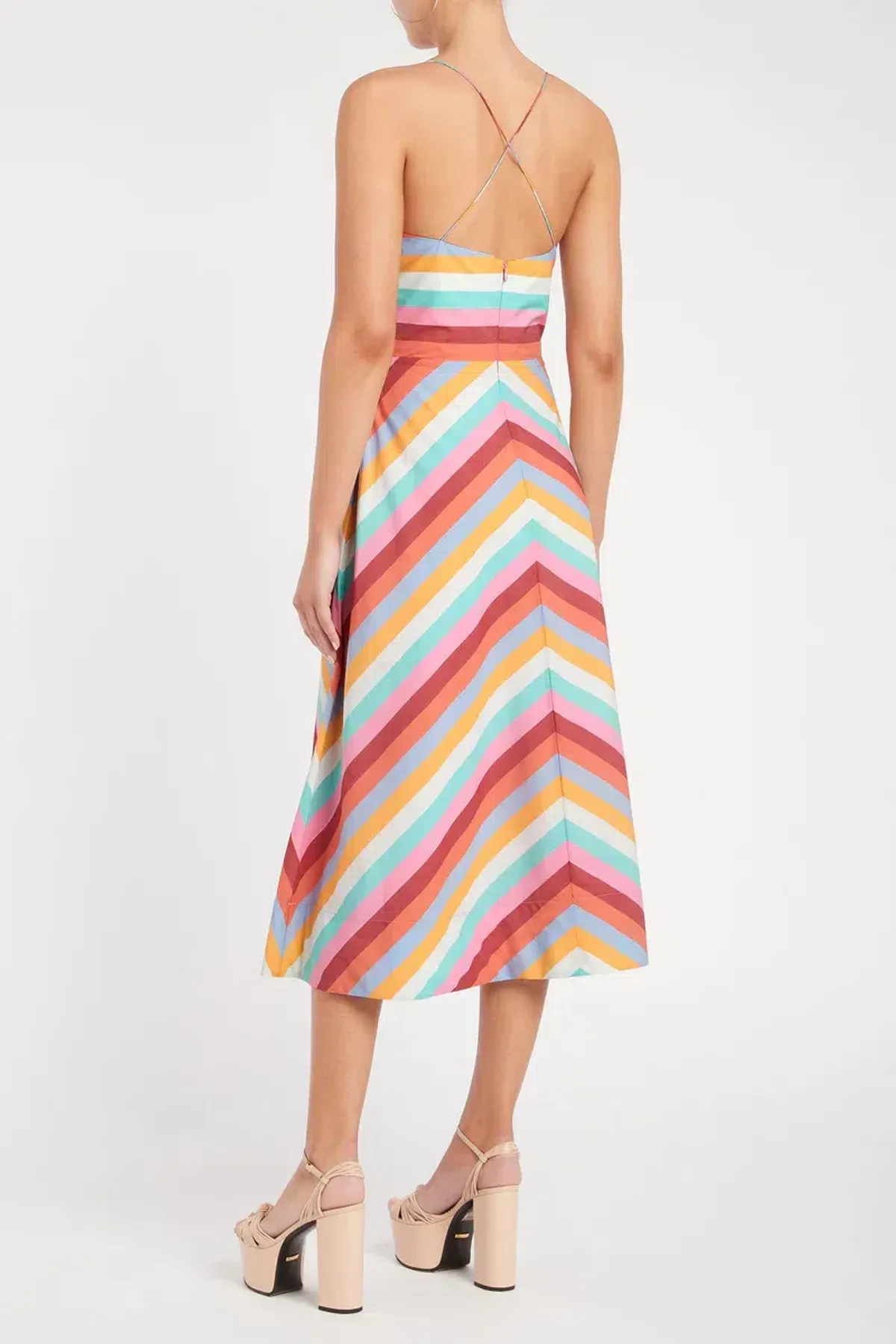 Rebecca Vallance Lolita Tie Midi Dress in Multi Colour Print Size 14 - Image 2