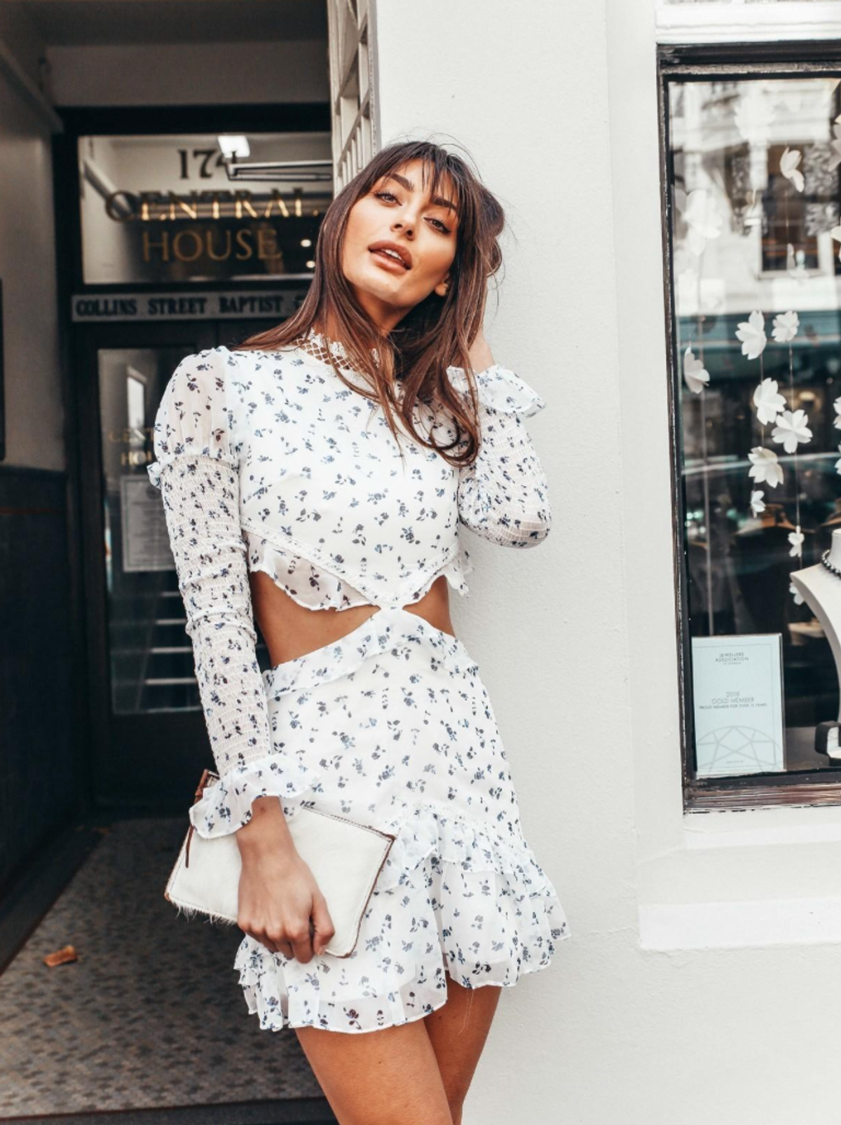 By Nicola Everlasting Dress Indigo Blooms Print Size 6 - Image 2