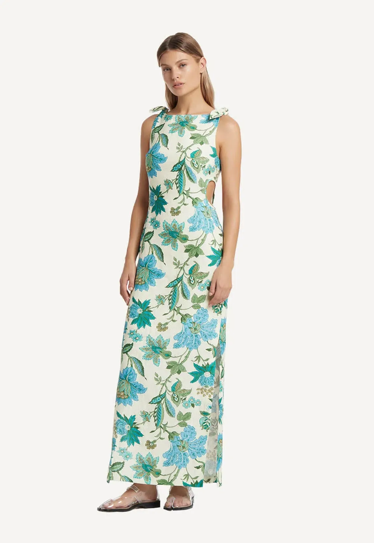 Sir The Label Alexandre Cut Out Midi Dress Blue Floral Size 0/ AU 6 - Image 1