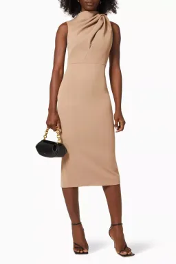 Mossman Edge of Glory Midi Dress Tan Size 10 for rent on The Volte - image 1