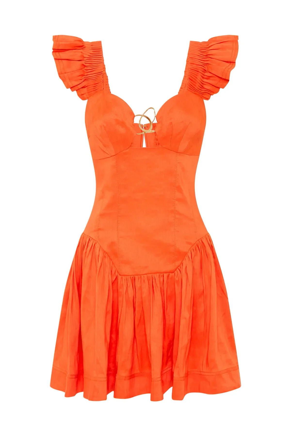 Aje Simone Frill Sleeve Mini Dress Orange Size 8 - Image 6