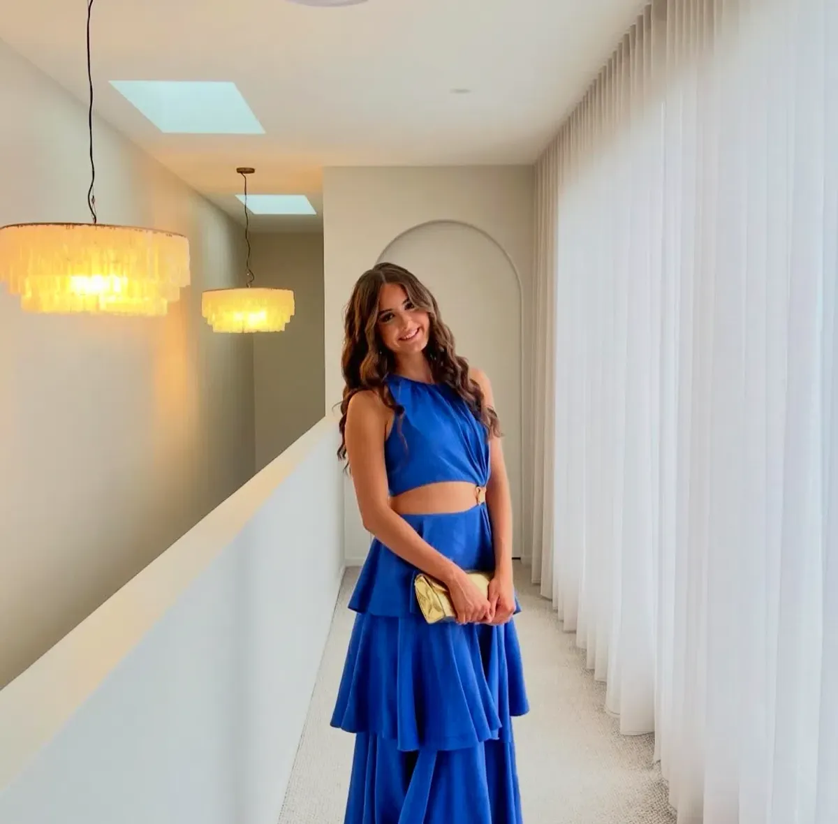 Aje Wave Cut Out Ring Midi Dress Marine Blue Size 8 - Image 1