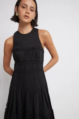 Aje Tidal Corset Midi Dress Black Size 8 for rent on The Volte - image 4