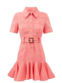 Zimmermann Poppy Belted Mini Dress Watermelon Pink Size 0 / AU 8 for rent on The Volte - image 5