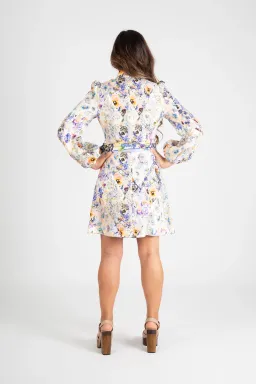 Zimmermann Tama Belted Mini Dress Diamond Splice Floral Size 0 / AU 8 for rent on The Volte - image 3