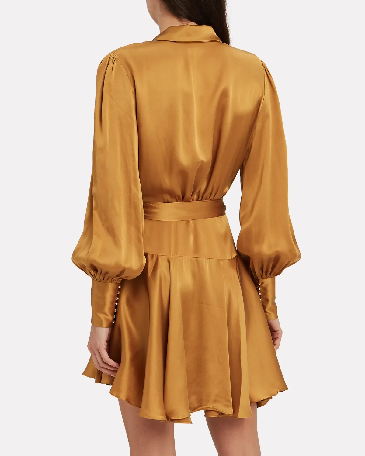 Zimmermann Silk Wrap Mini Dress Gold Size 0 AUS 8 - Image 2