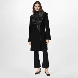 Louis Vuitton Hooded Wrap Coat Black Size AU 8 for rent on The Volte - image 1