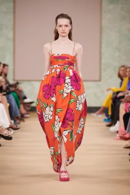 Aje Monument Tulip Vivid Camellia Maxi Dress Orange Floral Linen Size AU 6 for rent on The Volte - image 2