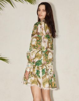 Alemais Octavia Mini Ruffle Dress Linen Long Sleeve Multi Size AU 8 for rent on The Volte - image 7