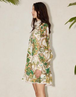 Alemais Octavia Mini Ruffle Dress Linen Long Sleeve Multi Size AU 8 for rent on The Volte - image 9