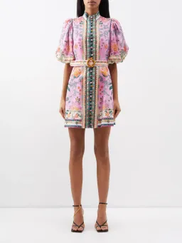 Zimmermann Ginger Buttoned Mini Dress Pink Multi Size 1 / Au 10 for rent on The Volte - image 1