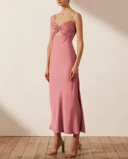 Shona Joy Luxe Twist Front Sleeveless Midi Dress Pink Size 10 for rent on The Volte - image 2