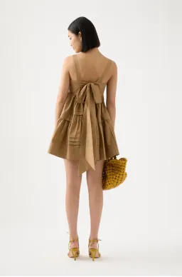 Aje Sight Bow Mini Dress Brown Size 10 for rent on The Volte - image 3