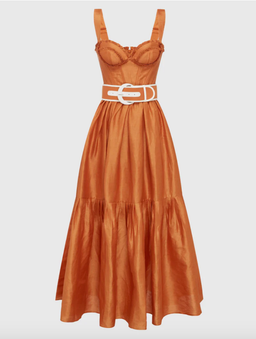 Leo Lin The Suffolk Bustier Dress Cinnamon Orange Size AU 8 for rent on The Volte - image 4