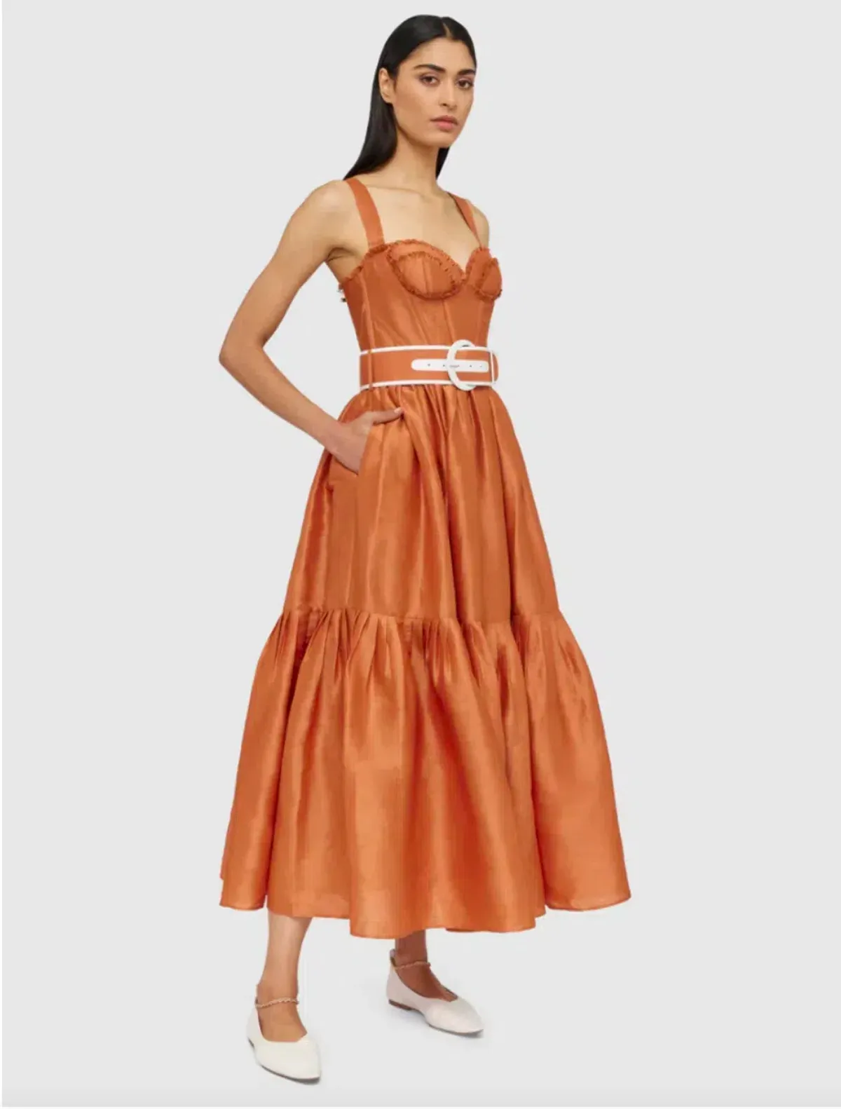 Leo Lin The Suffolk Bustier Dress Cinnamon Orange Size AU 8 - Image 1