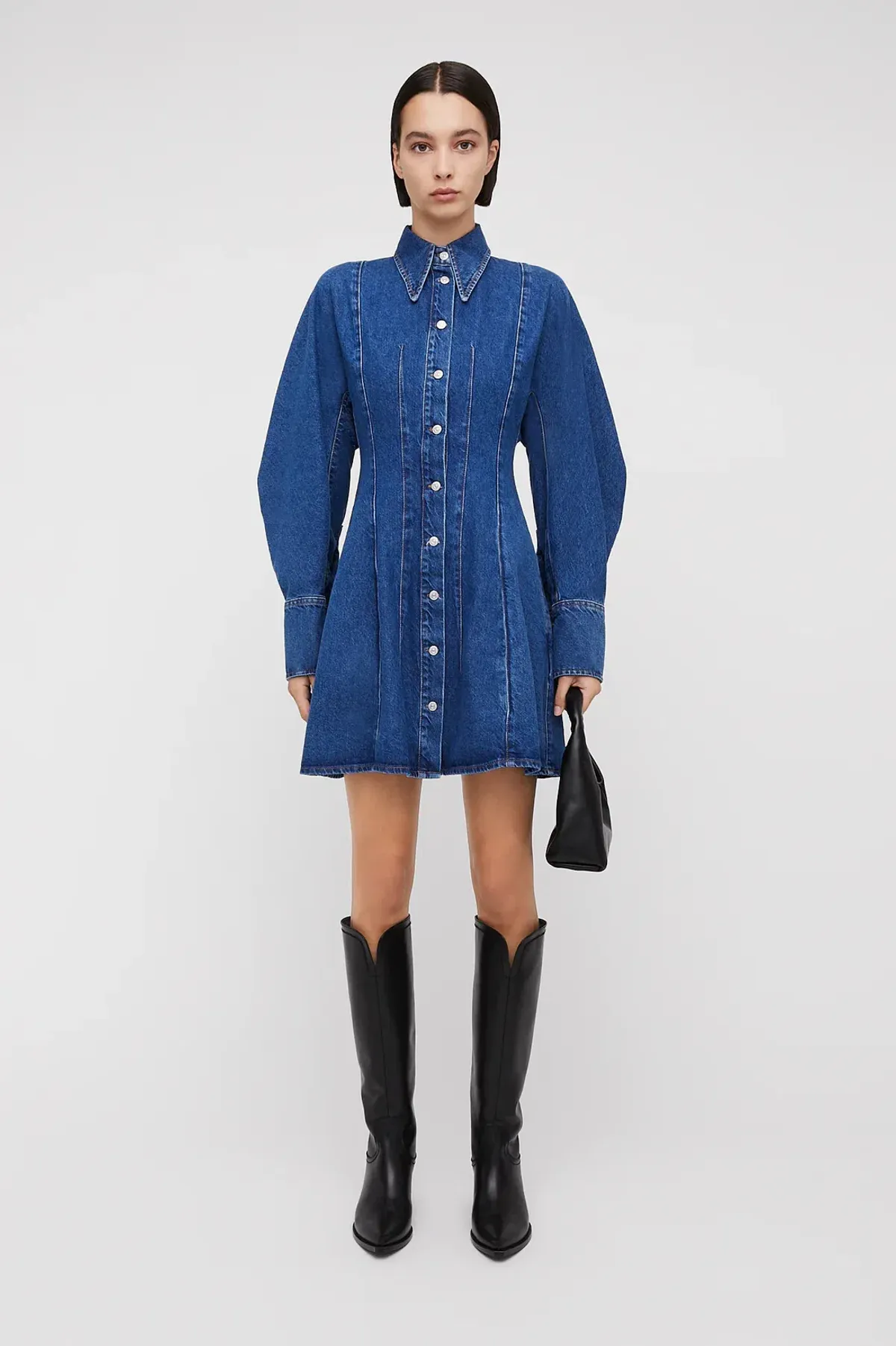 Scanlan Theodore Denim Cocoon Sleeve Mini Dress Blue Size AU 10 - Image 1