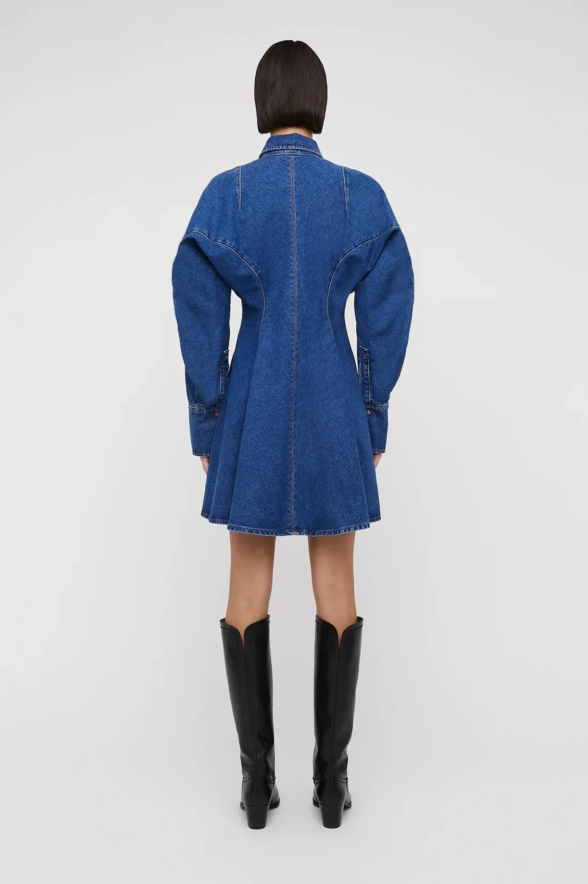 Scanlan Theodore Denim Cocoon Sleeve Mini Dress Blue Size AU 10 - Image 2