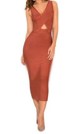 House of CB Feray Midi Dress Rust Size 8 for rent on The Volte - image 1
