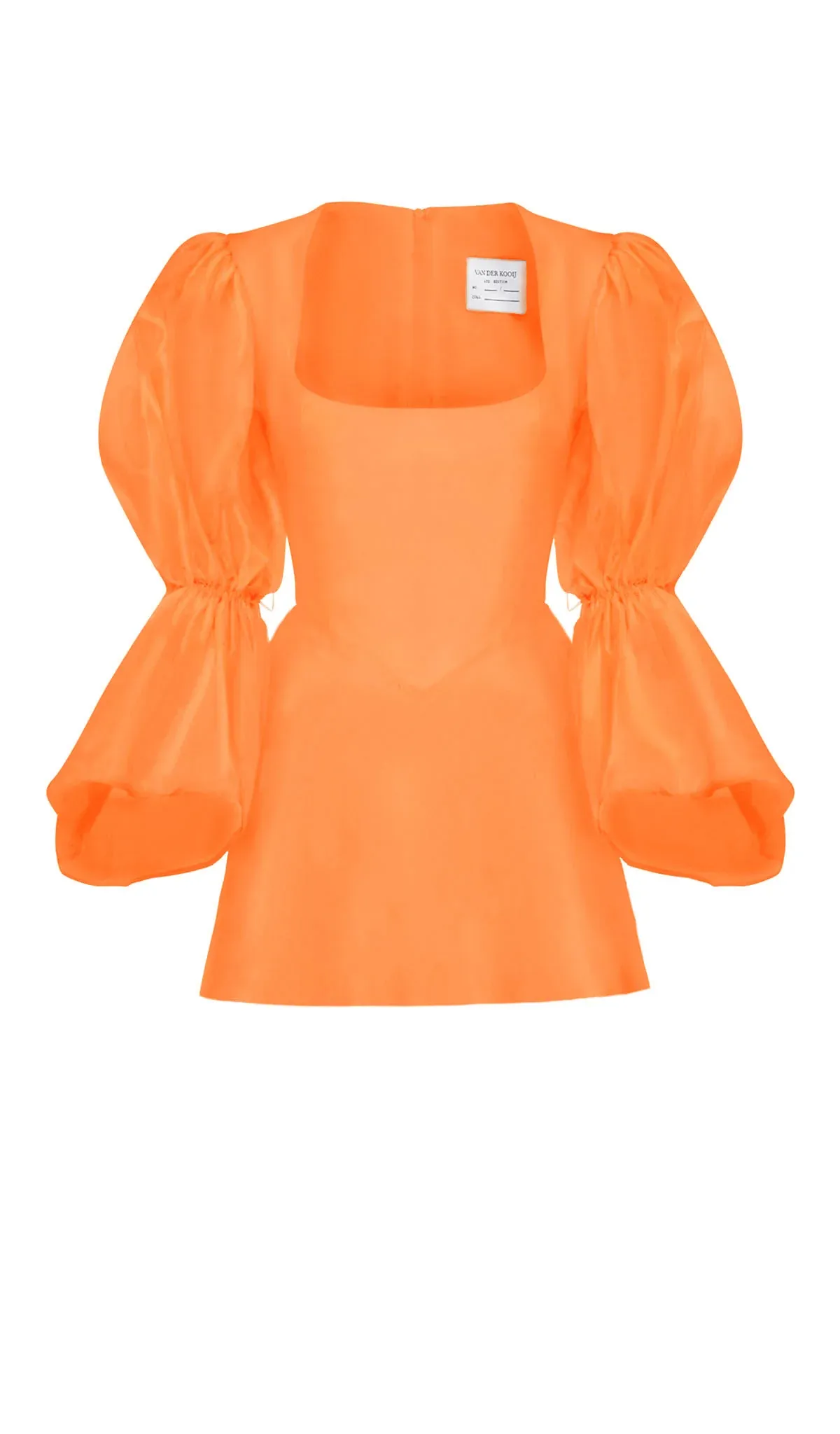 Van Der Kooij Neve Volume Sleeve Micro Mini Dress Orange Size 3 / AU 12  - Image 3