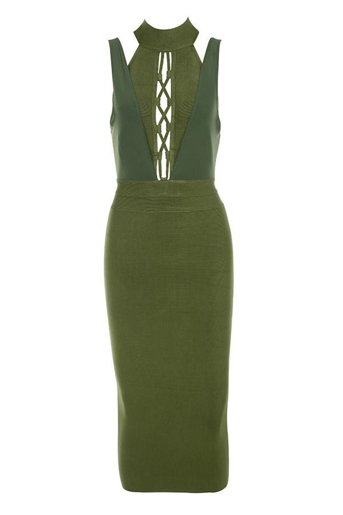 House of CB Caruso Midi Dress Green Size 8 - Image 4
