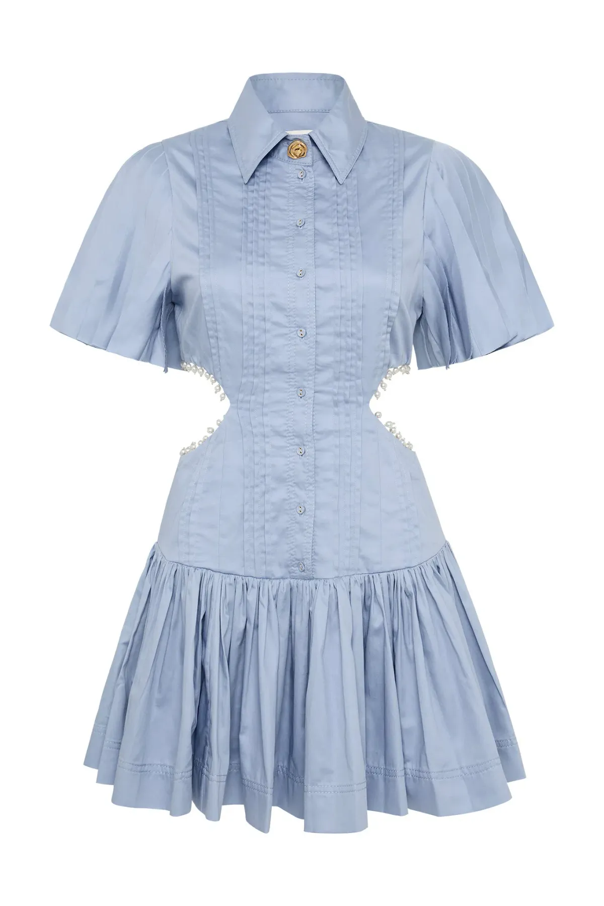 Aje Mythos Pearl Waist Mini Dress Steel Blue Size 8 - Image 3