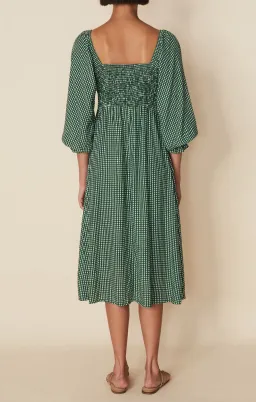 Faithfull The Brand Bennete Midi Dress Green Gingham Check Size 12 for rent on The Volte - image 2
