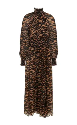 Zimmermann Wavelength Shirred Midi Dress Animal Print Size 0/ AU 8 for rent on The Volte - image 3