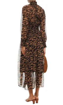 Zimmermann Wavelength Shirred Midi Dress Animal Print Size 0/ AU 8 for rent on The Volte - image 2