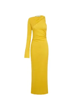 Camilla and Marc Cypress Asymmetric One-Shoulder Midi Dress in Golden Amber Size 6 for rent on The Volte - image 3