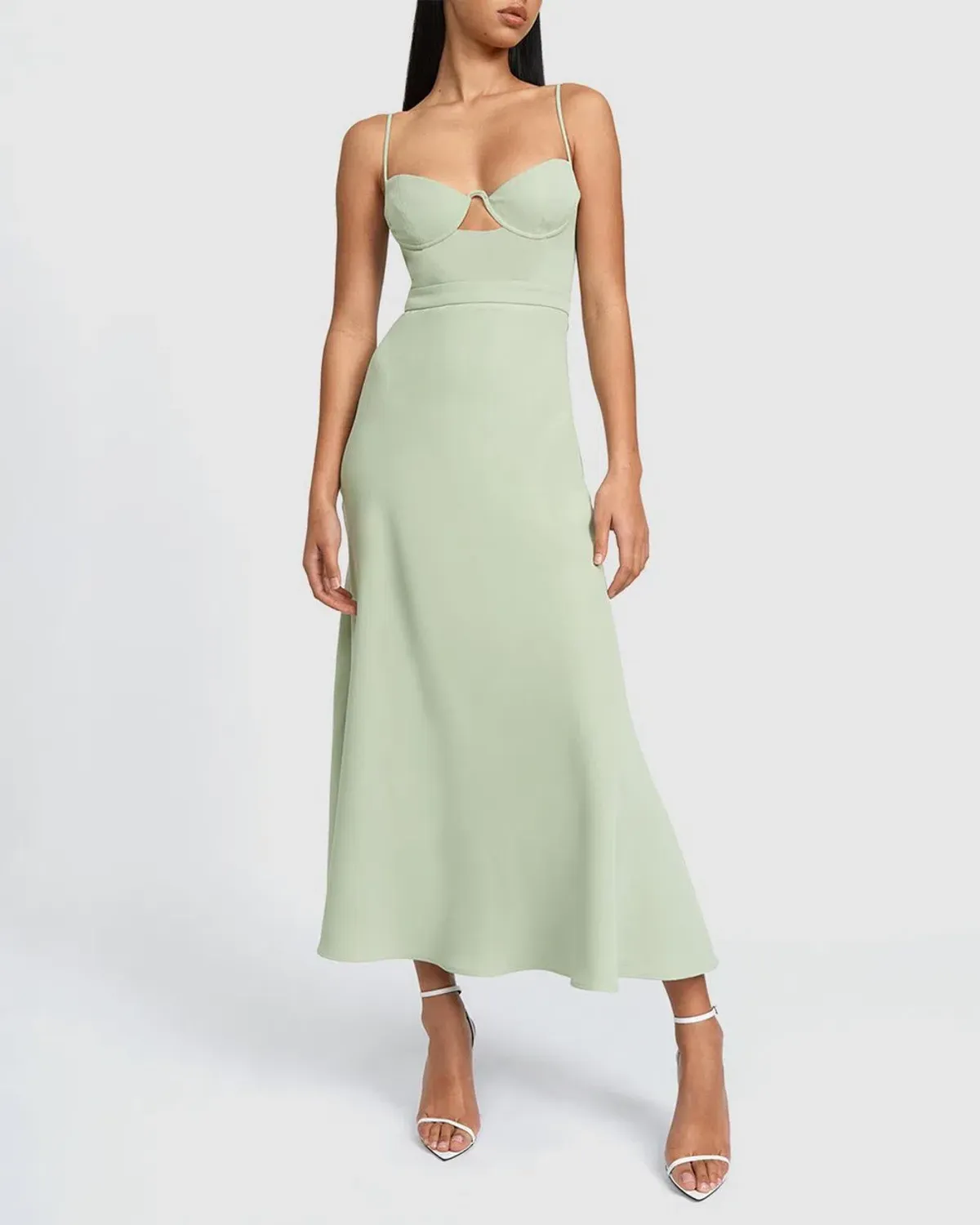 By Johnny Callia Wire Midi Dress Artichoke Green Size AU 14 - Image 2