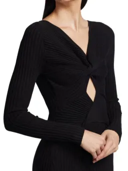 Anna Quan Paige Ribbed Cut-Out Longsleeve Midi Maxi Dress Black Size 6 for rent on The Volte - image 5