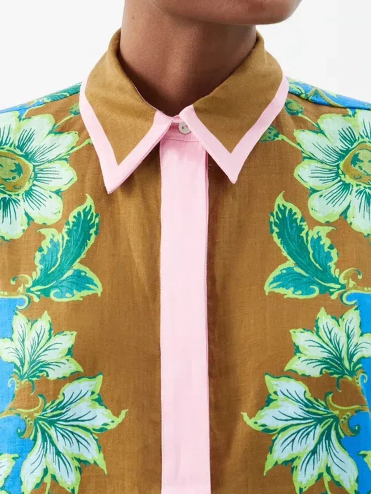 Alemais Winnie Floral Spliced Blue Brown Shirt and Pant Two Piece Set Floral Size 10  - Image 8