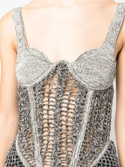 Dion Lee Marled Double Cup Corset Dress in Black Marle Size S / Au 8 for rent on The Volte - image 4