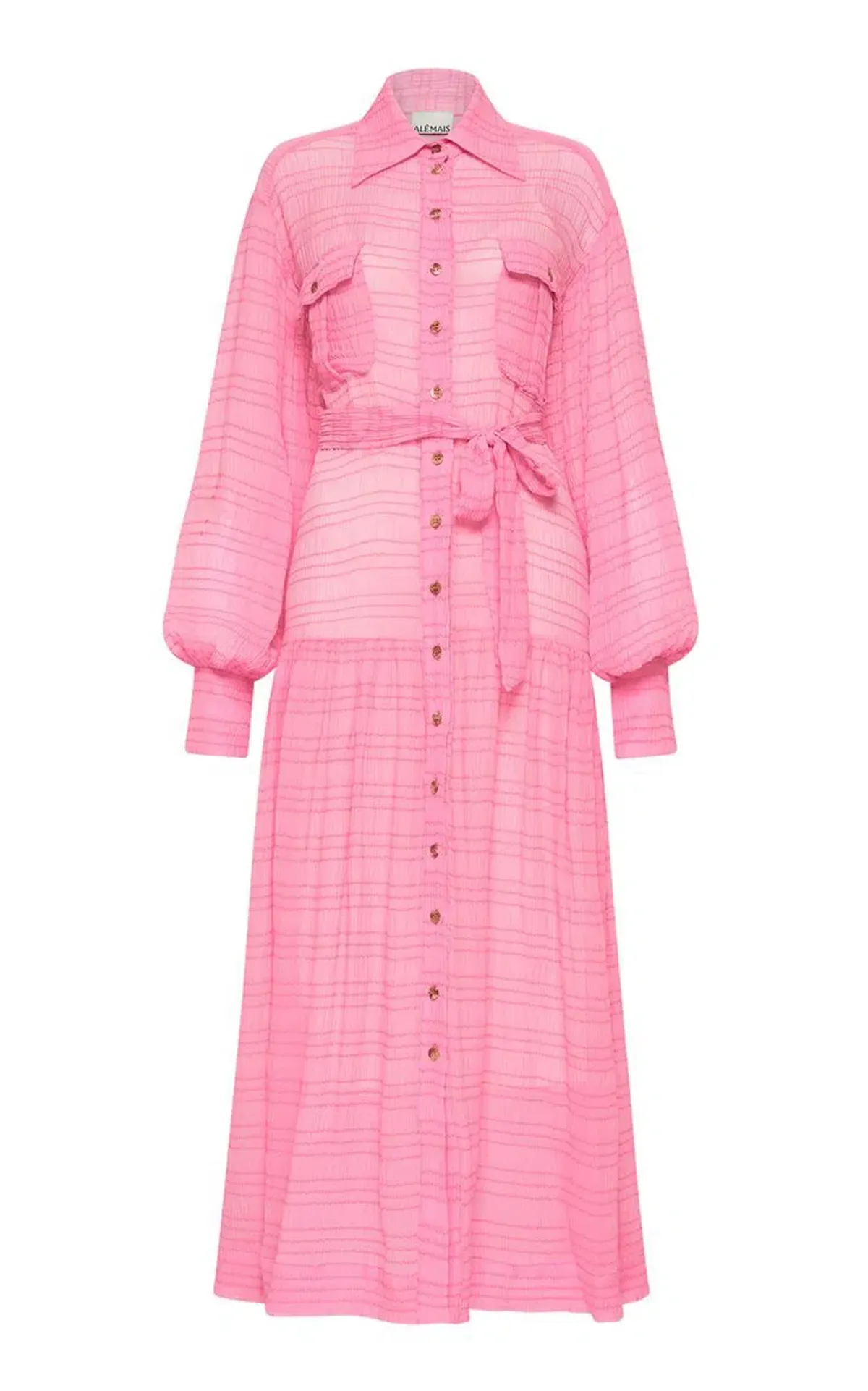 Alemais Antonella Silk Embroidered Shirt Maxi Dress Pink Size 10 AU - Image 11