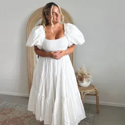 Aje Casa Puff Sleeve Midi Dress Ivory Size 16 for rent on The Volte - image 4