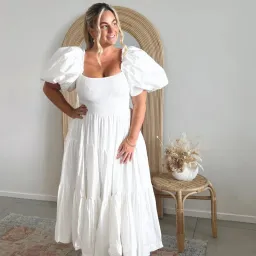Aje Casa Puff Sleeve Midi Dress Ivory Size 16 for rent on The Volte - image 3