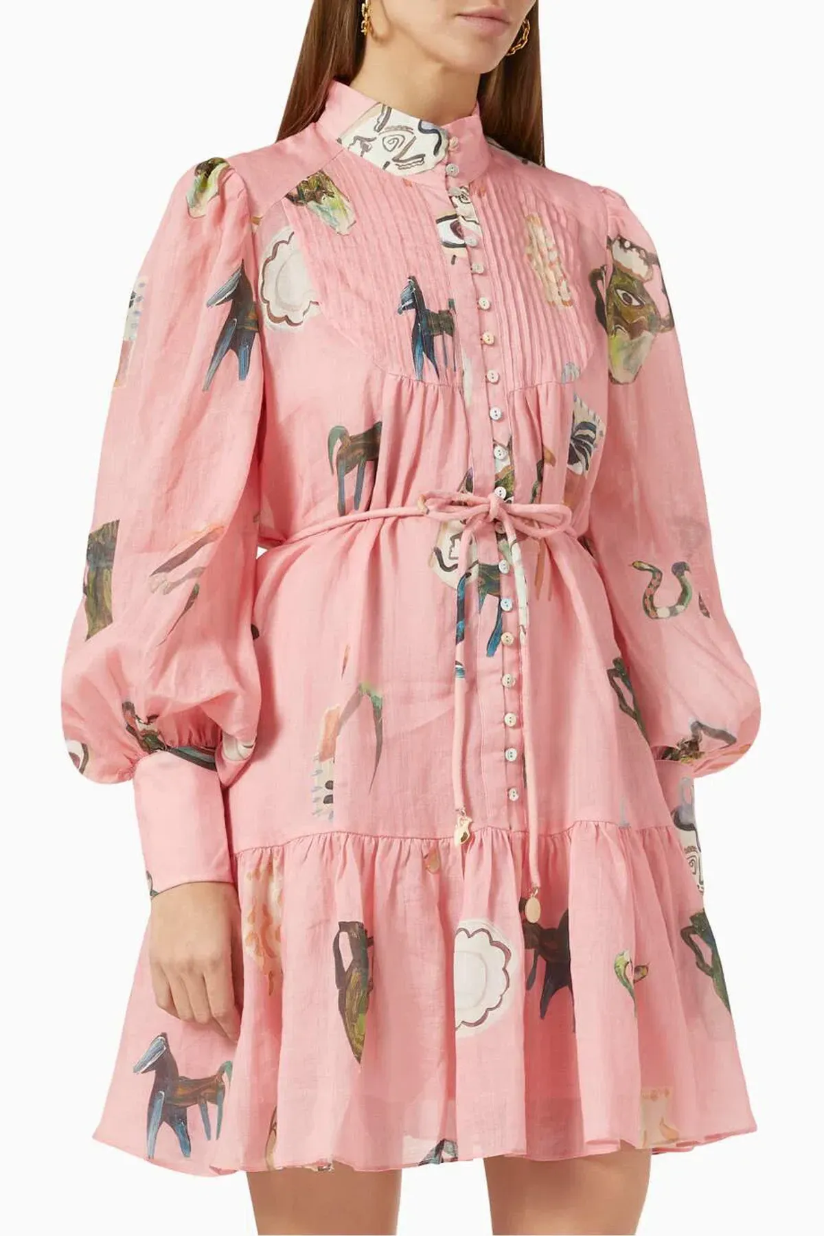Alemais Cleo Smock Mini Dress Pink Size 8 AU - Image 6