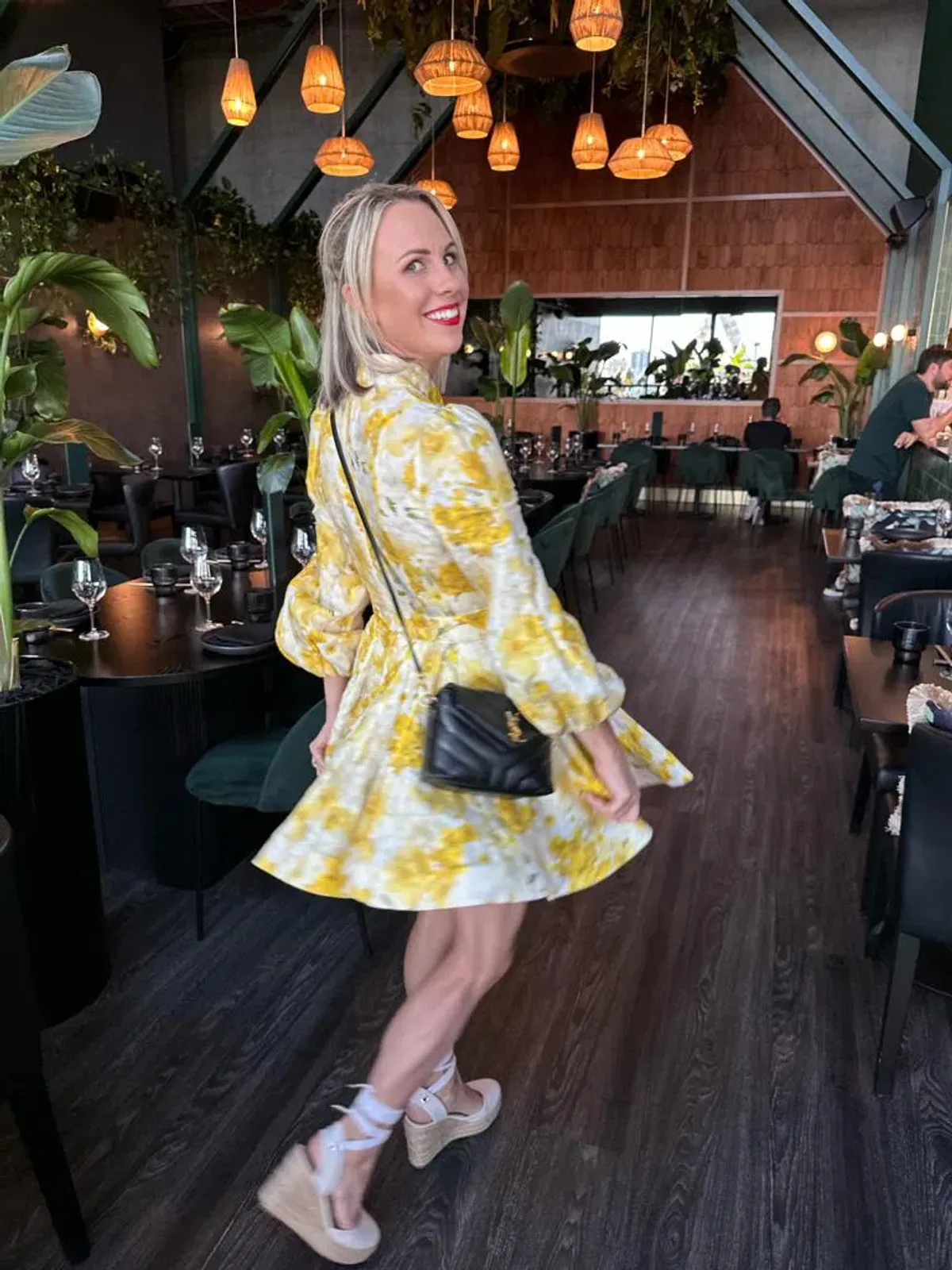 Zimmermann Wonderland Belted Floral-Print Linen Mini Dress in Yellow Size 1/Au 10  - Image 4