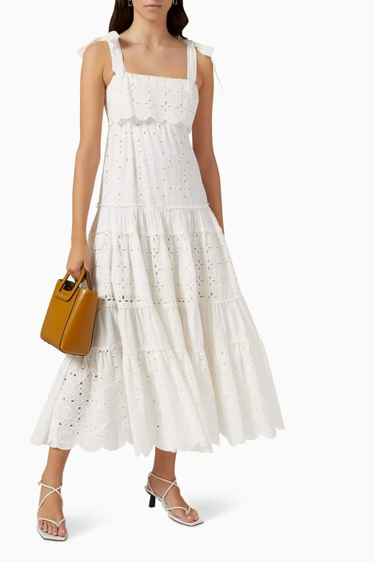 Alemais Evie Panelled Tie Midi Maxi Dress White Size 6 - Image 3