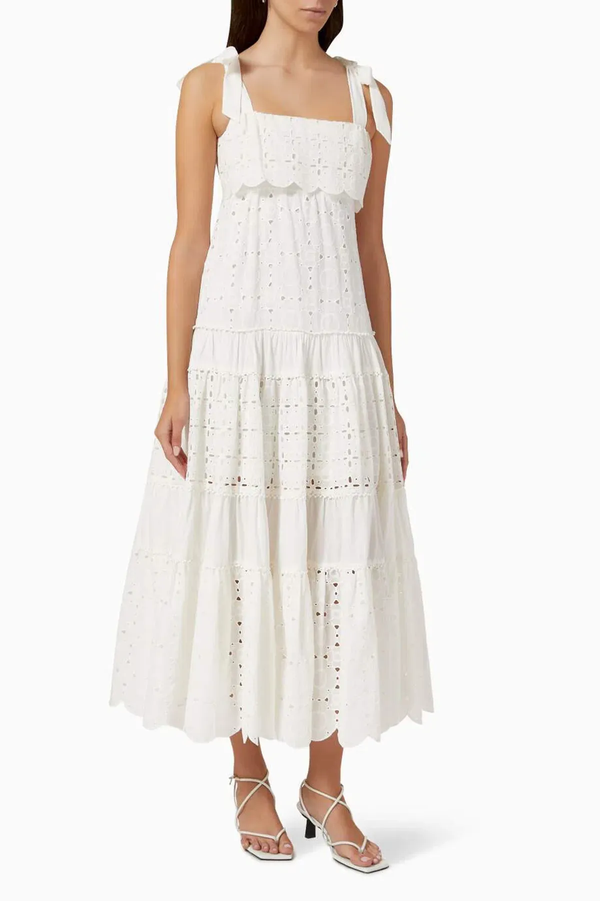 Alemais Evie Panelled Tie Midi Maxi Dress White Size 6 - Image 2
