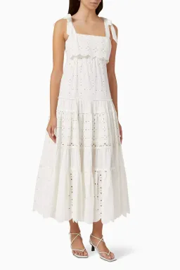Alemais Evie Panelled Tie Midi Maxi Dress White Size 6 for rent on The Volte - image 2
