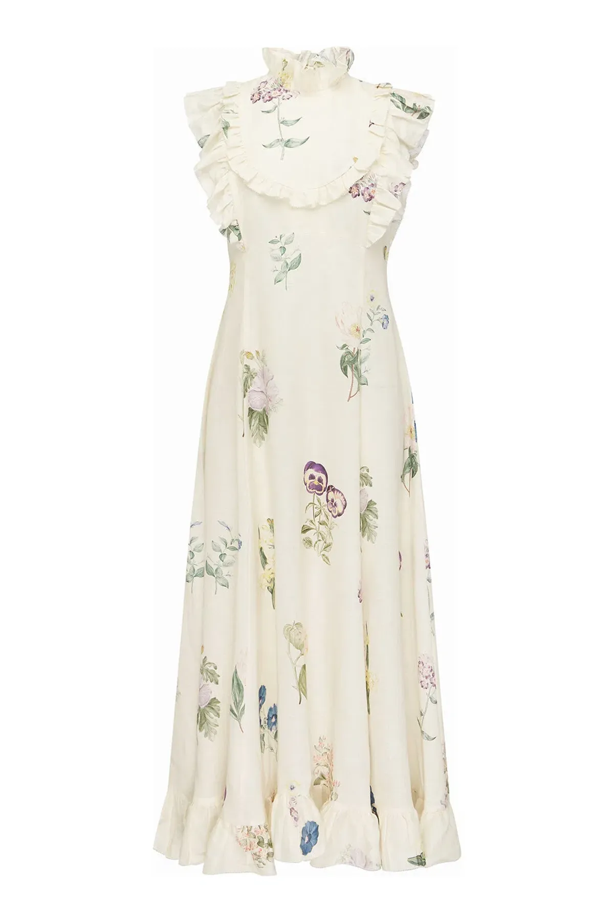 Alemais Jules Floral Midi Maxi Antique Dress White Size 10  - Image 8