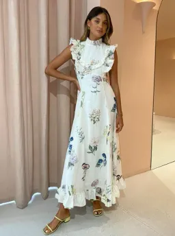 Alemais Jules Floral Midi Maxi Antique Dress White Size 10  for rent on The Volte - image 2