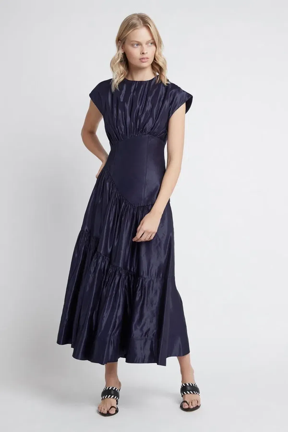 Aje Serendipity Reflection Midi Dress Midnight Navy Size AU 14 - Image 1