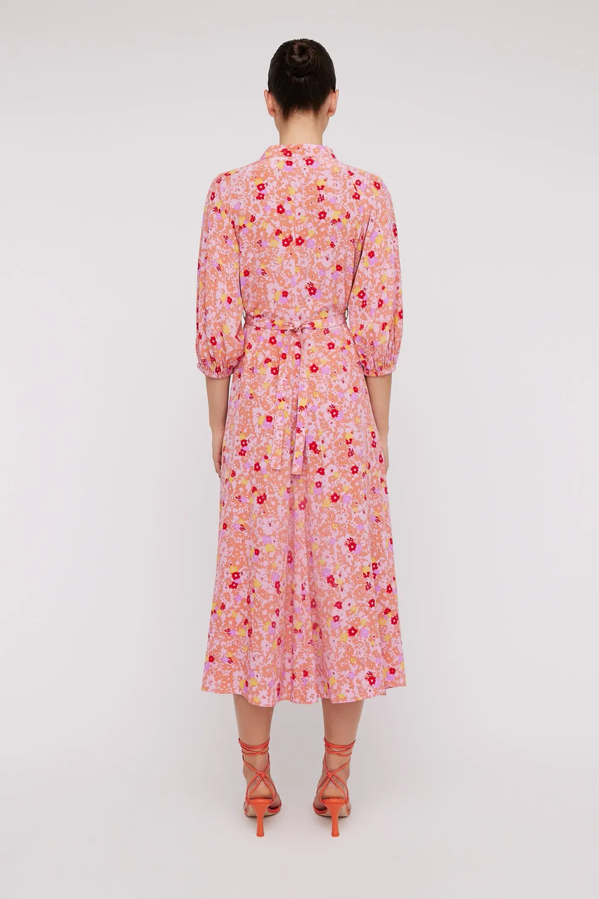 Scanlan Theodore Silk Daisy Floral Dress Peach Size 8 - Image 2