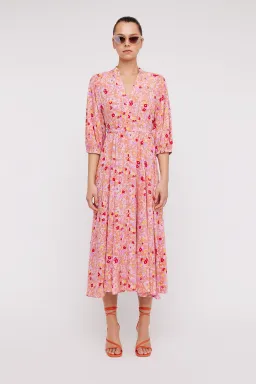 Scanlan Theodore Silk Daisy Floral Dress Peach Size 8 for rent on The Volte - image 1