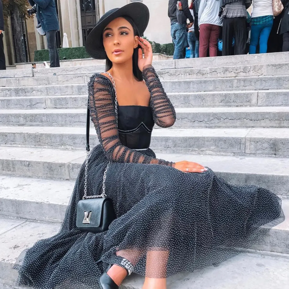 Rachel Gilbert Orlando Gown Black Print Size 8 - Image 4